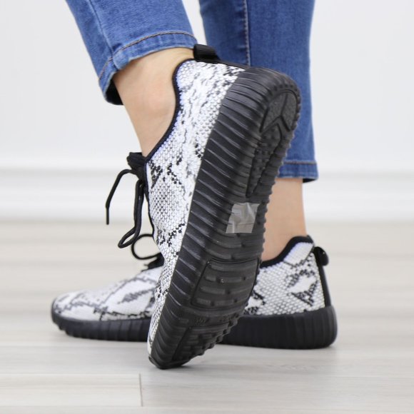 Snake skin Print  fashion Comfort Walking Sneakers Shoes - Picture 13 of 14